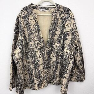 Avenue Womens Soft Quilted Silk Jacket Size 30 / 32 Paisley Classic Office Black